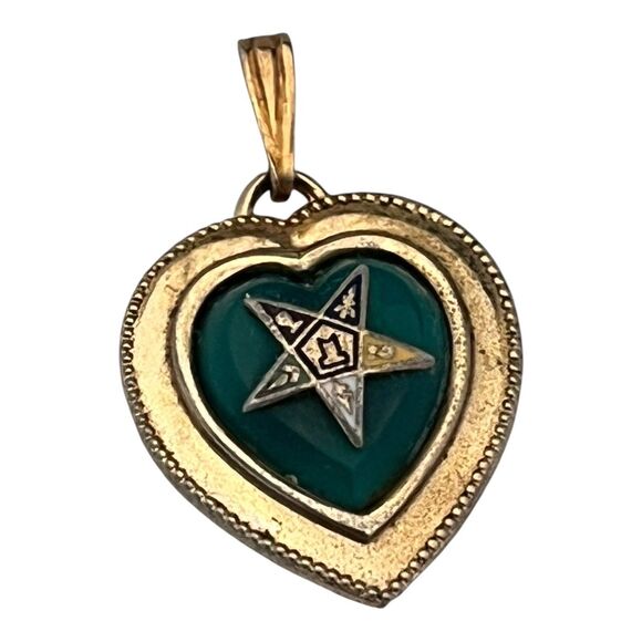 Vintage Gold Filled Heart Pendant Order of the Eastern Star Masonic Symbol 7S - Picture 2 of 3